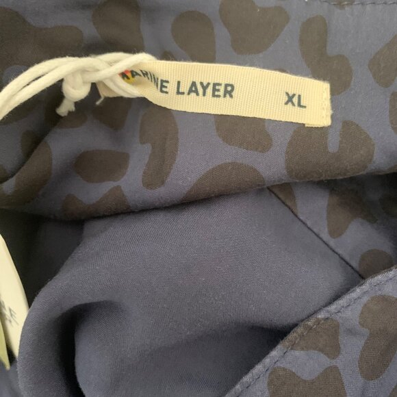 Marine Layer Rory Long-Sleeve Ruffle Blouse Cheetah Print Womens Extra Large XL - Picture 4 of 7